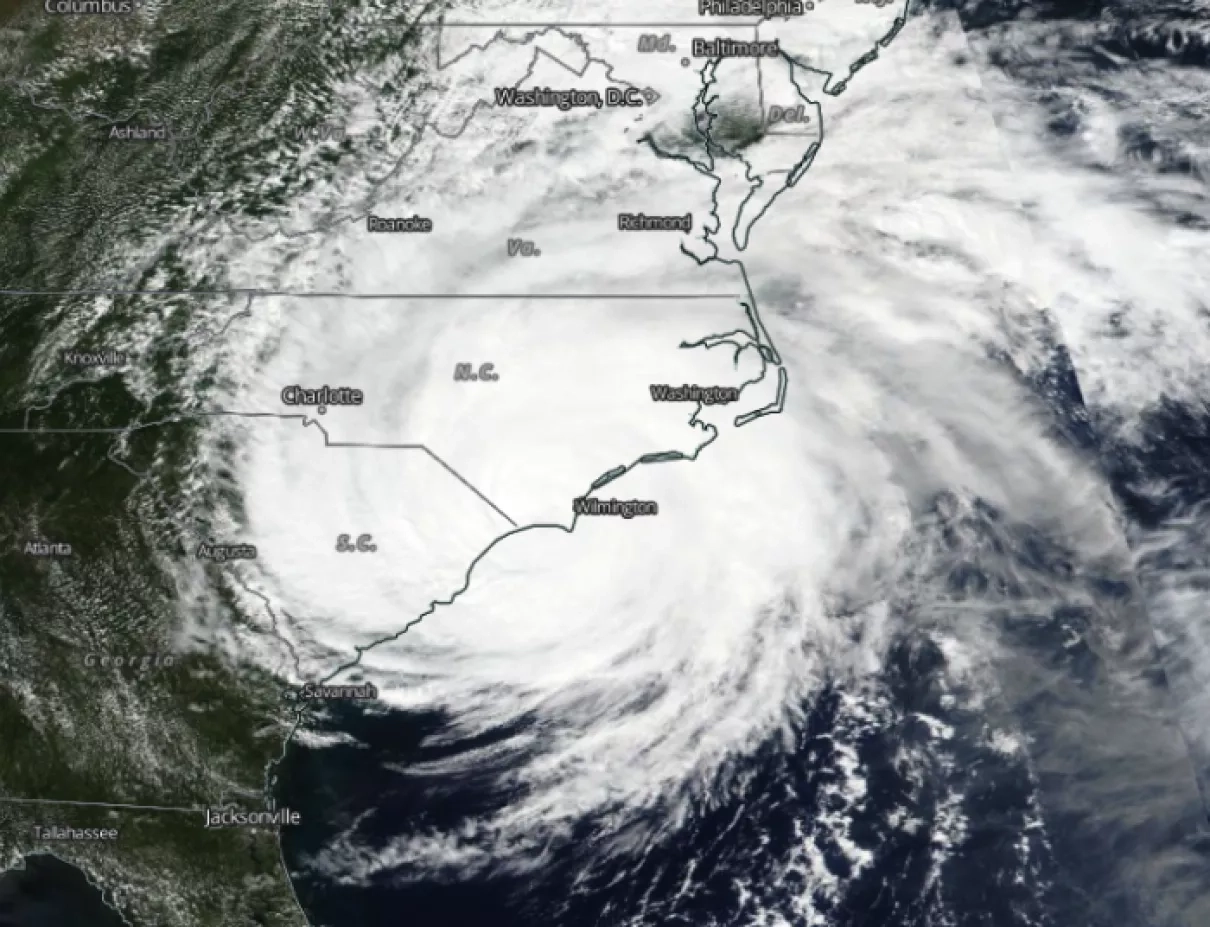 Image of Hurricane Florence via VIIRS on Suomi-NPP over SE North Carolina.