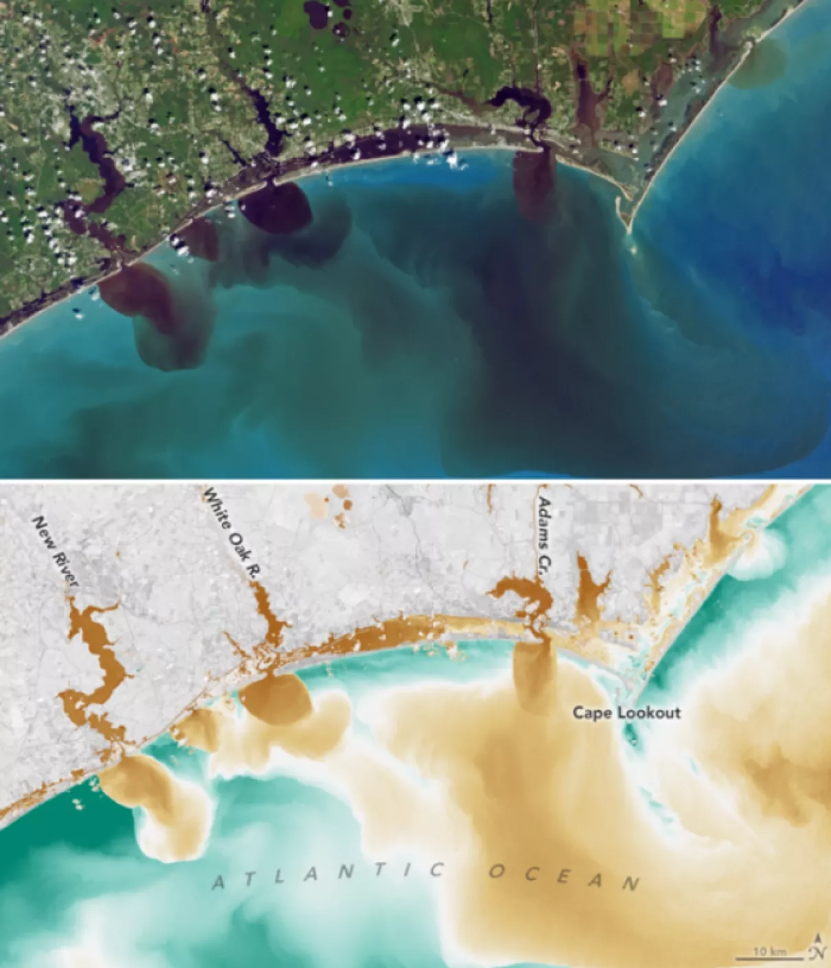 USGS Landsat 8 imagery of debris from Hurricane Florence