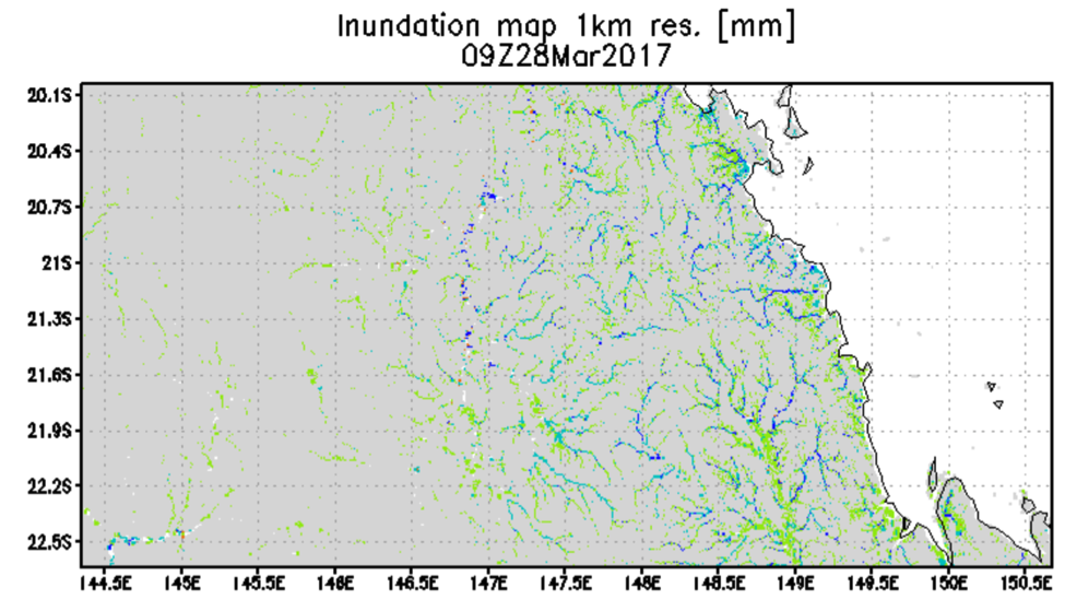 Image of An inundation map of the region near Proserpine, Australia