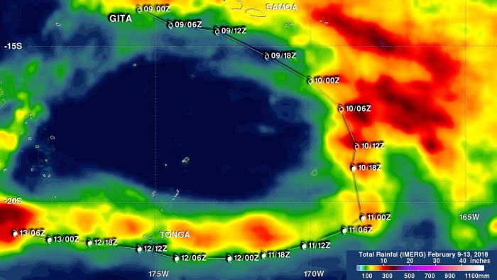 map of tropical cyclone Gita
