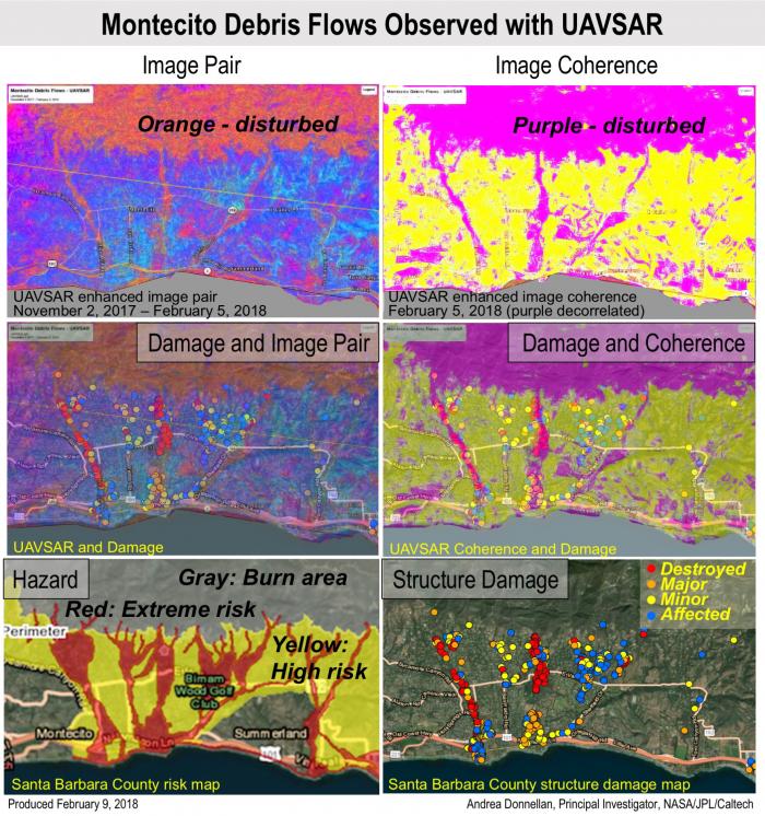 Image of Montecito debris flows observed with UAVSAR