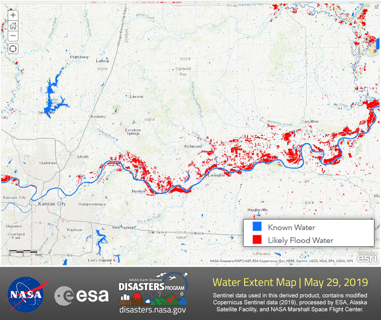 water extent maps of flooding rainfall in the central U.S.