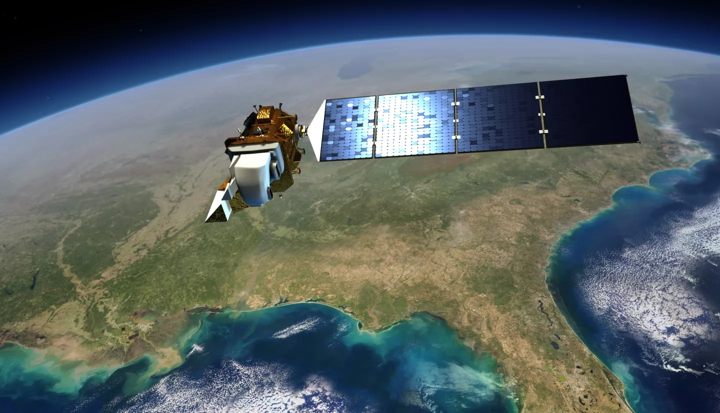 : NASA Landsat 7 satellite hovers over the southeastern United States.