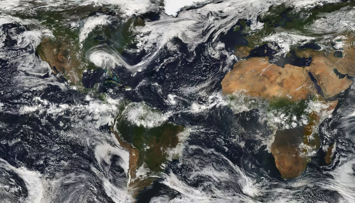Full earth image compiled from Moderate Resolution Imaging Spectroradiometer (MODIS) and GOES weather satellite data 