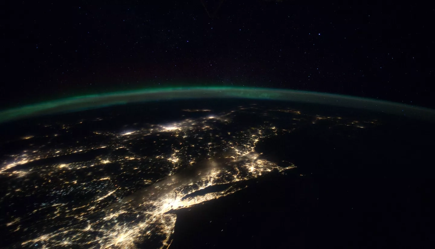 USA East Coast at night, image from the International Space Station