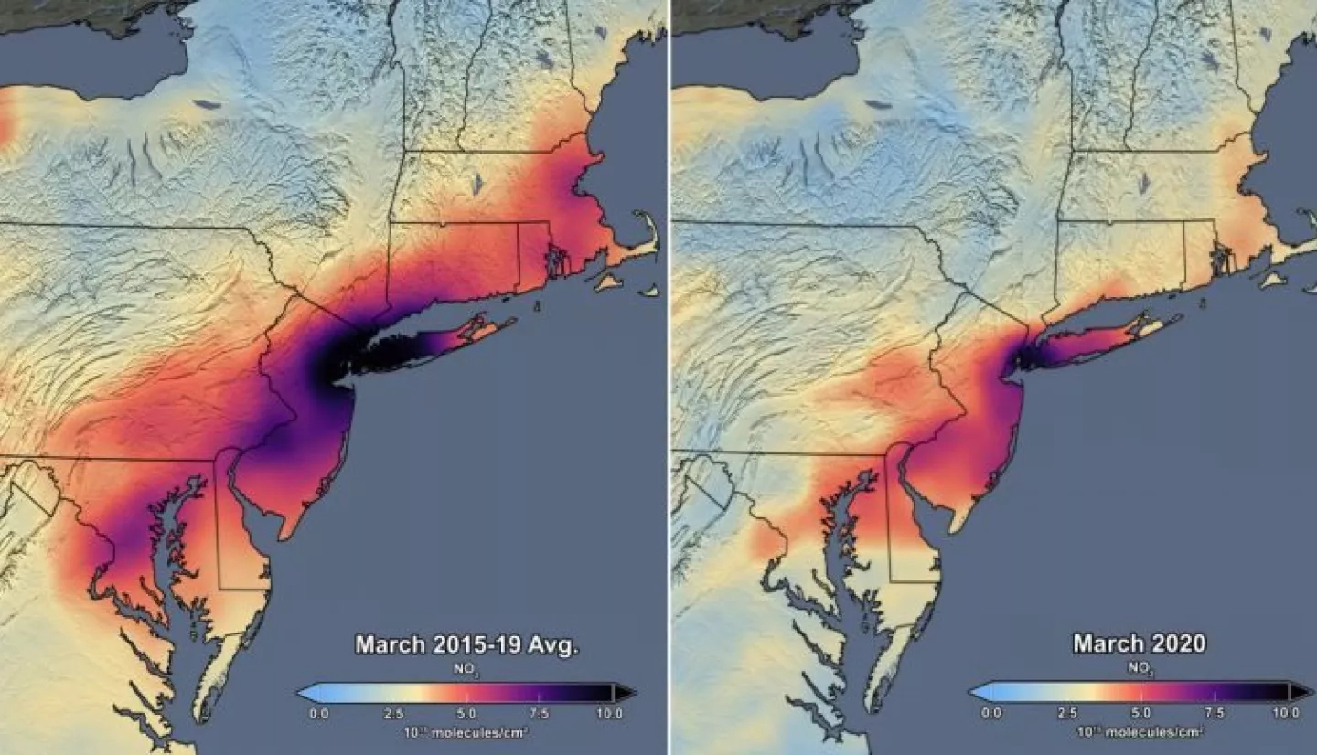 data visualization of air pollution satellite data in the Eastern U.S.