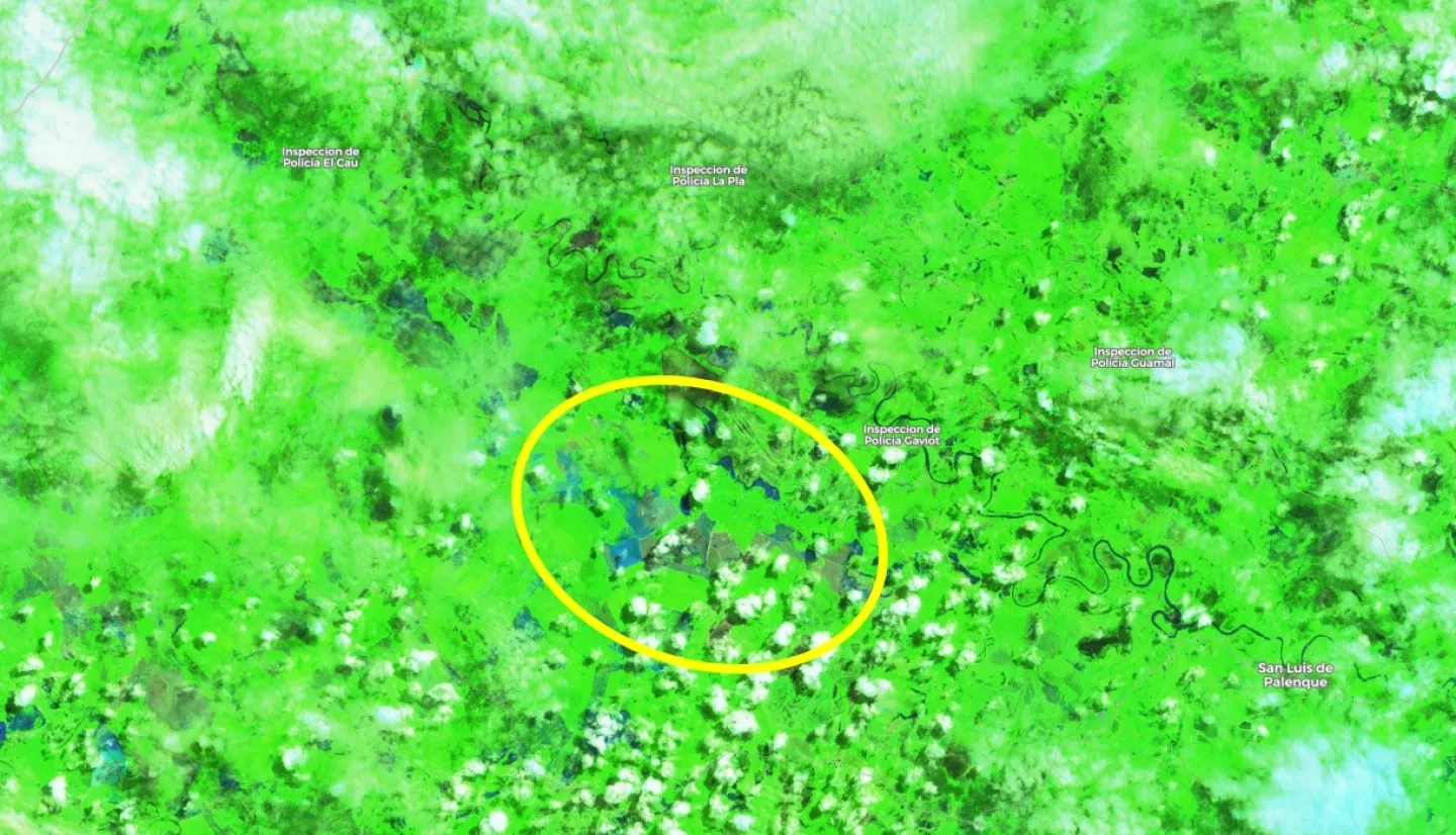 Sentinel 2 SAR imagery of flooding in Colombia on July 4, 2020