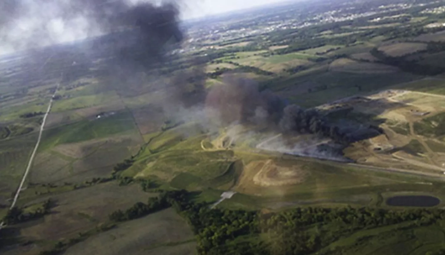 toxic plume of a landfill fire