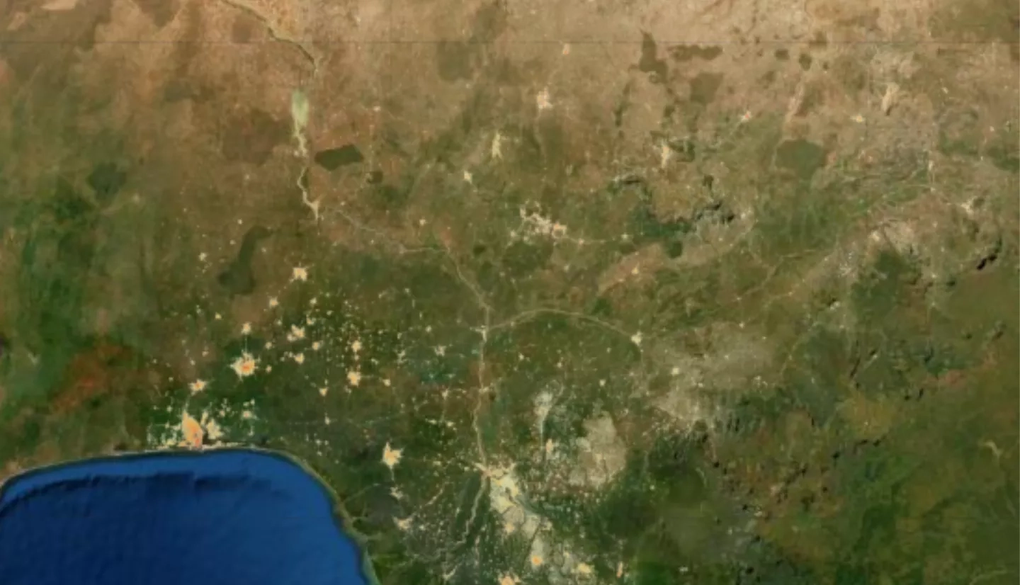 Satellite image of Nigerian coastline