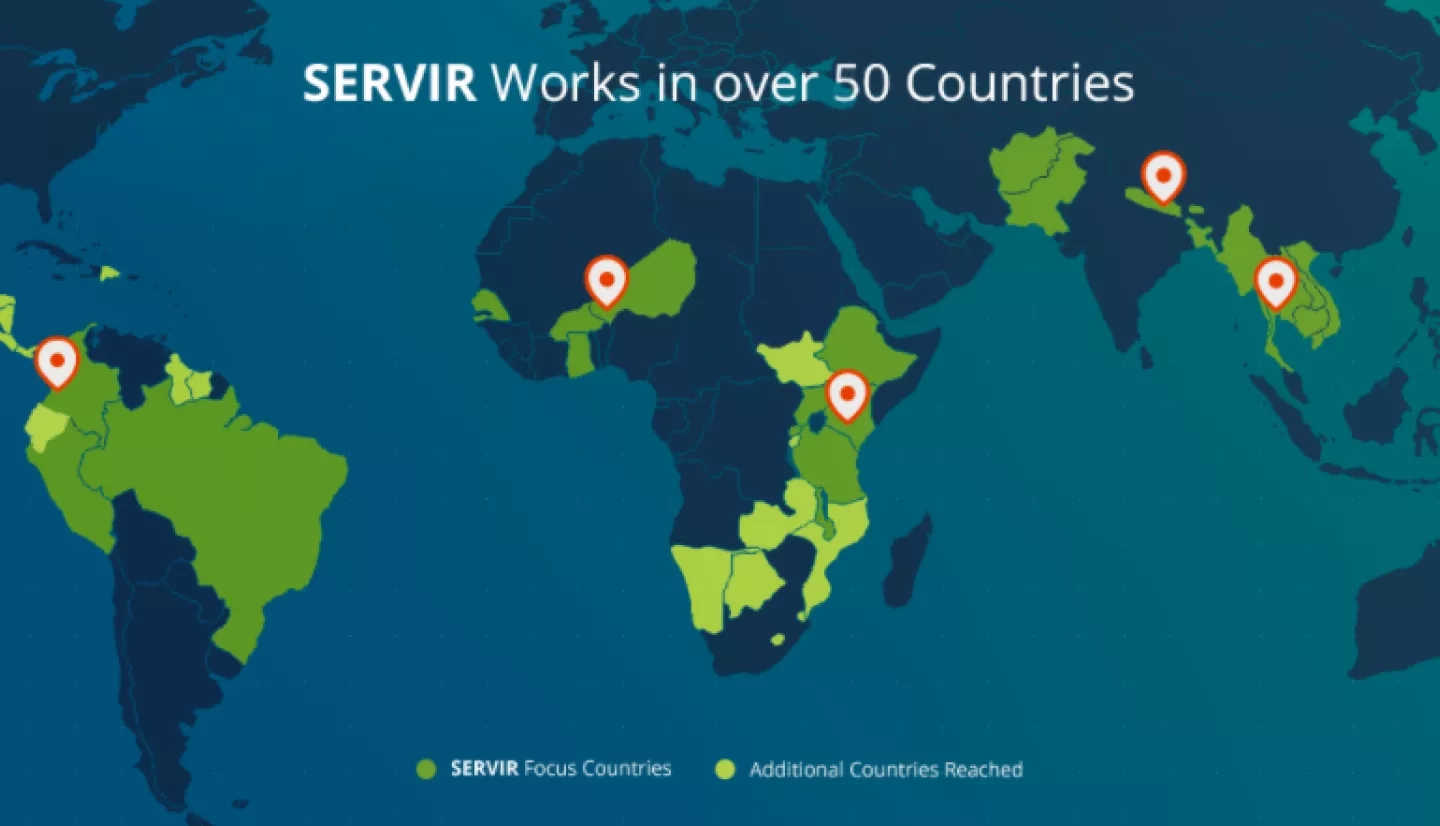 SERVIR focus countries map