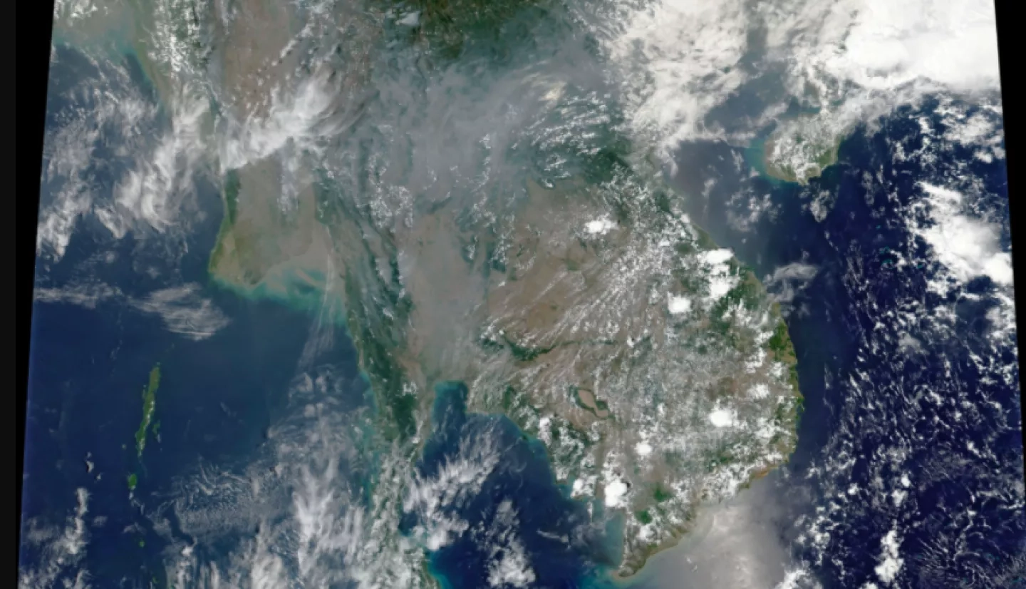 satellite image of smoke over Thailand in April 2019