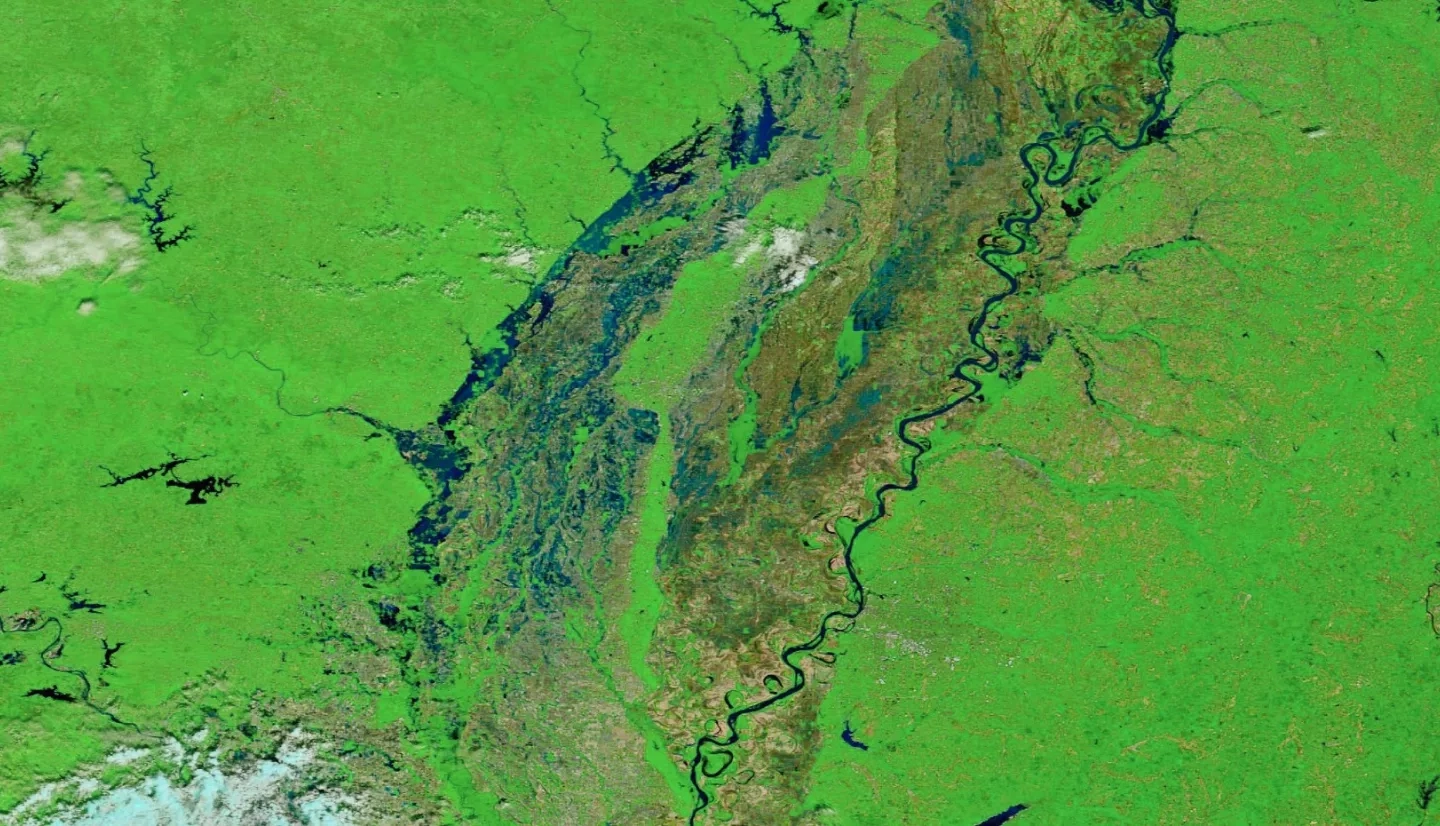 Floods in the midwest in 2017 as observed by MODIS.