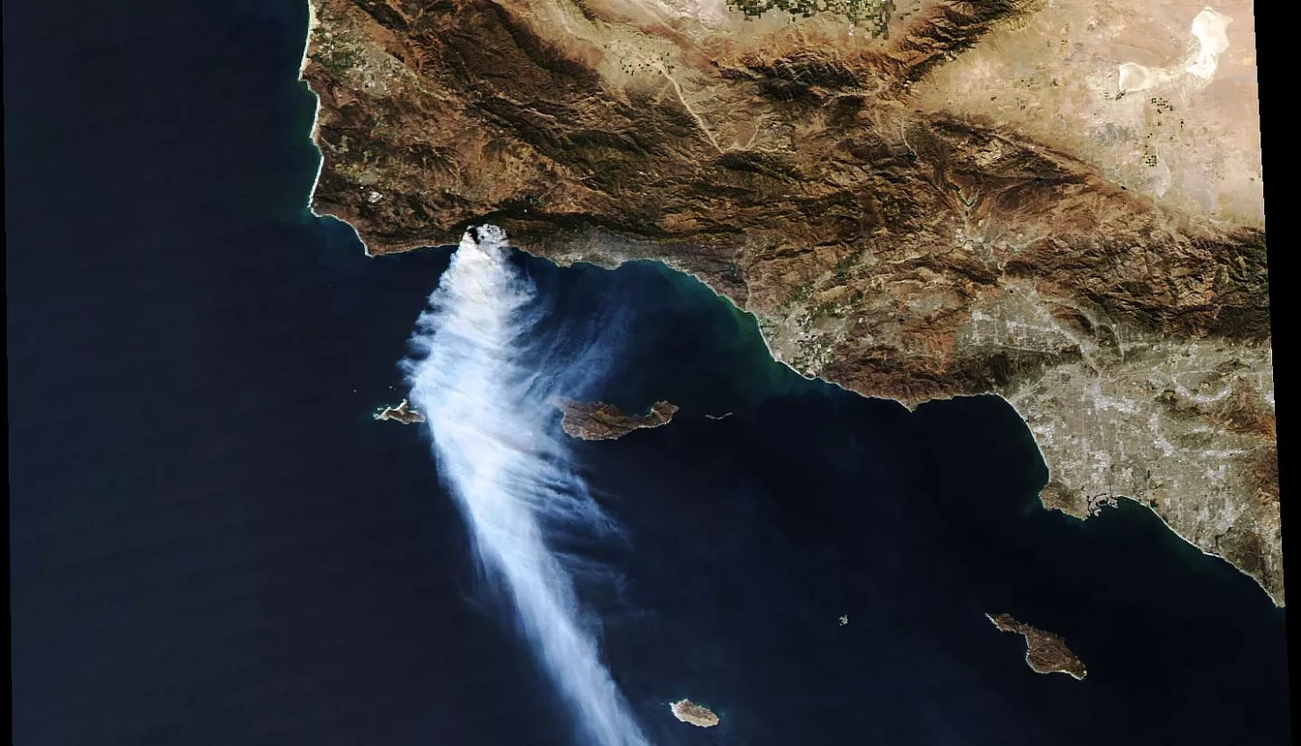 Fire in Santa Barbara from satellite