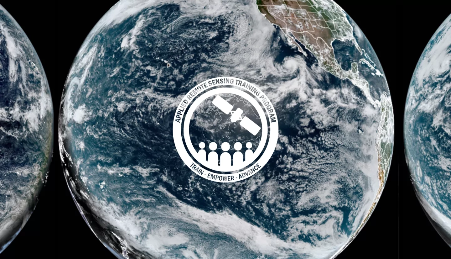 Picture of Earth from space with ARSET logo