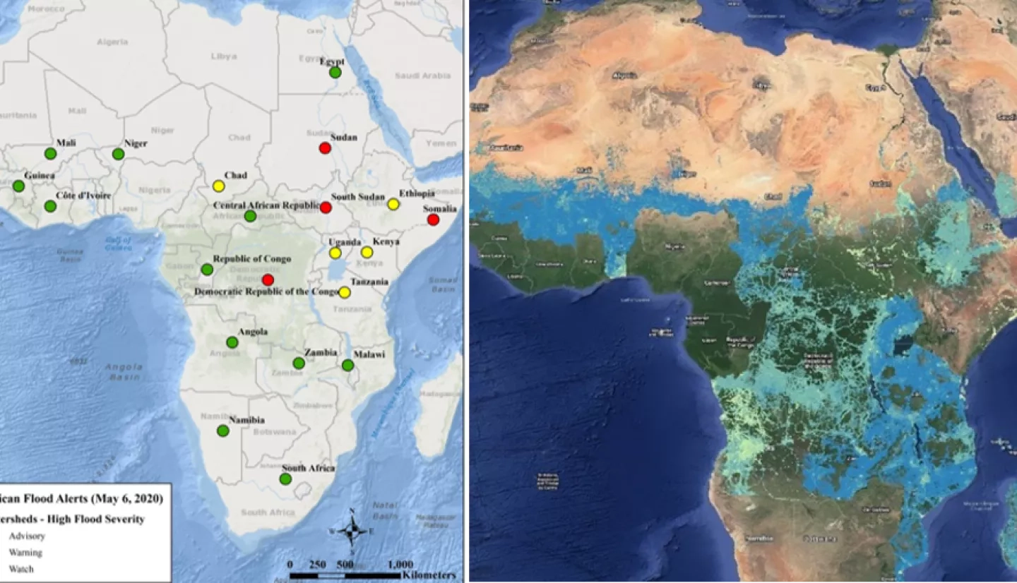 comparison of flood warnings with satellite flooding data over the African continent
