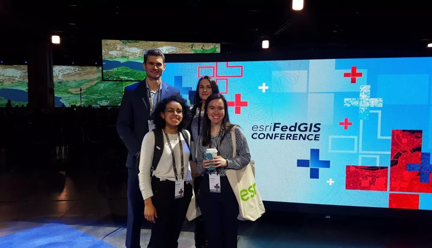 The Capacity Building Program attended the Esri Federal GIS conference to learn more about applications and new technology. This photo shows participants from the DEVELOP Langley – Virginia location on February 12, 2020