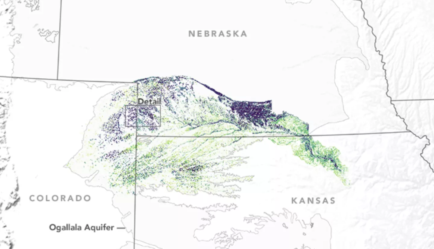 map showing the aquifer across three states