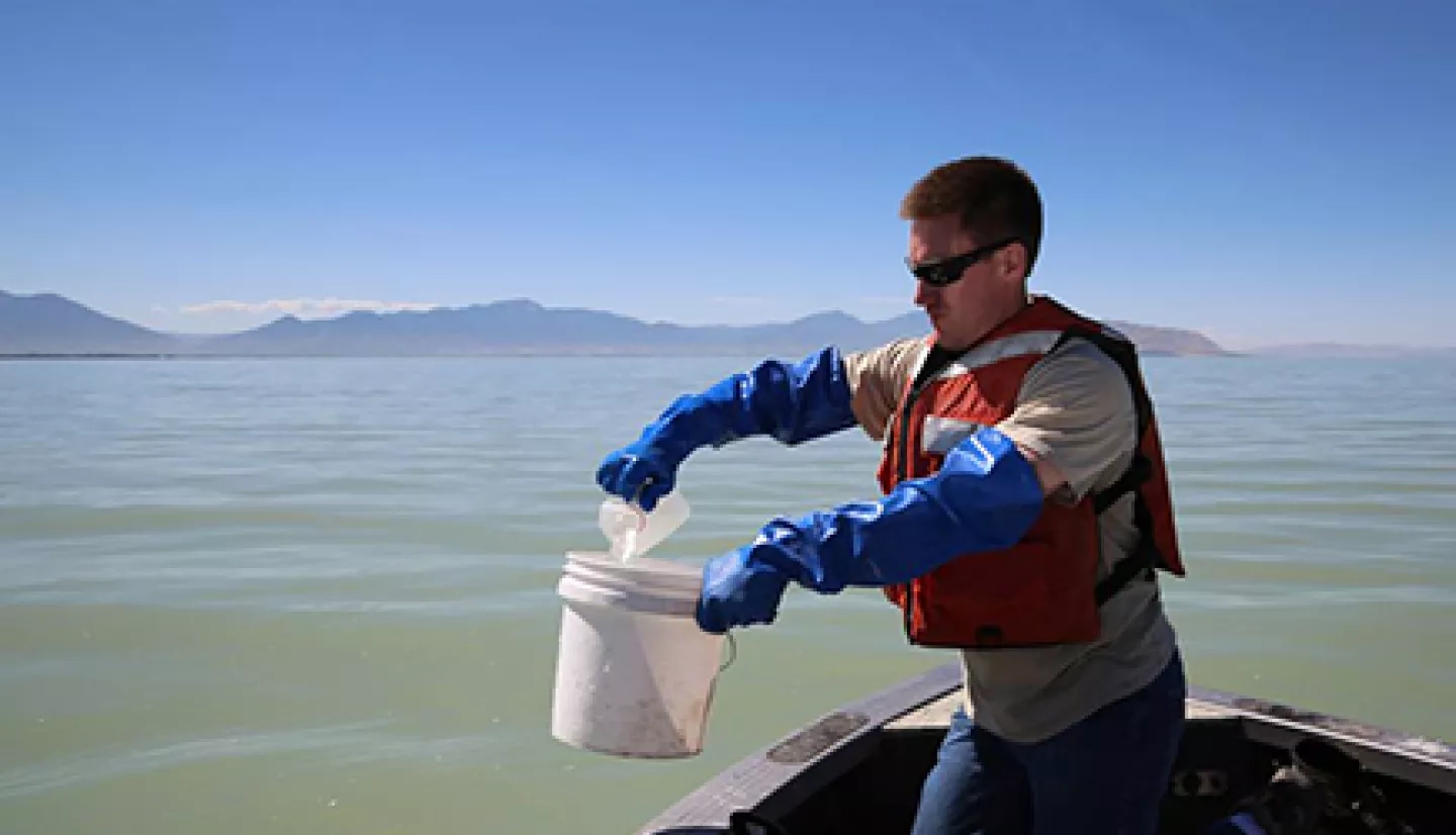 Photo of water testing in Utah Lake, Utah