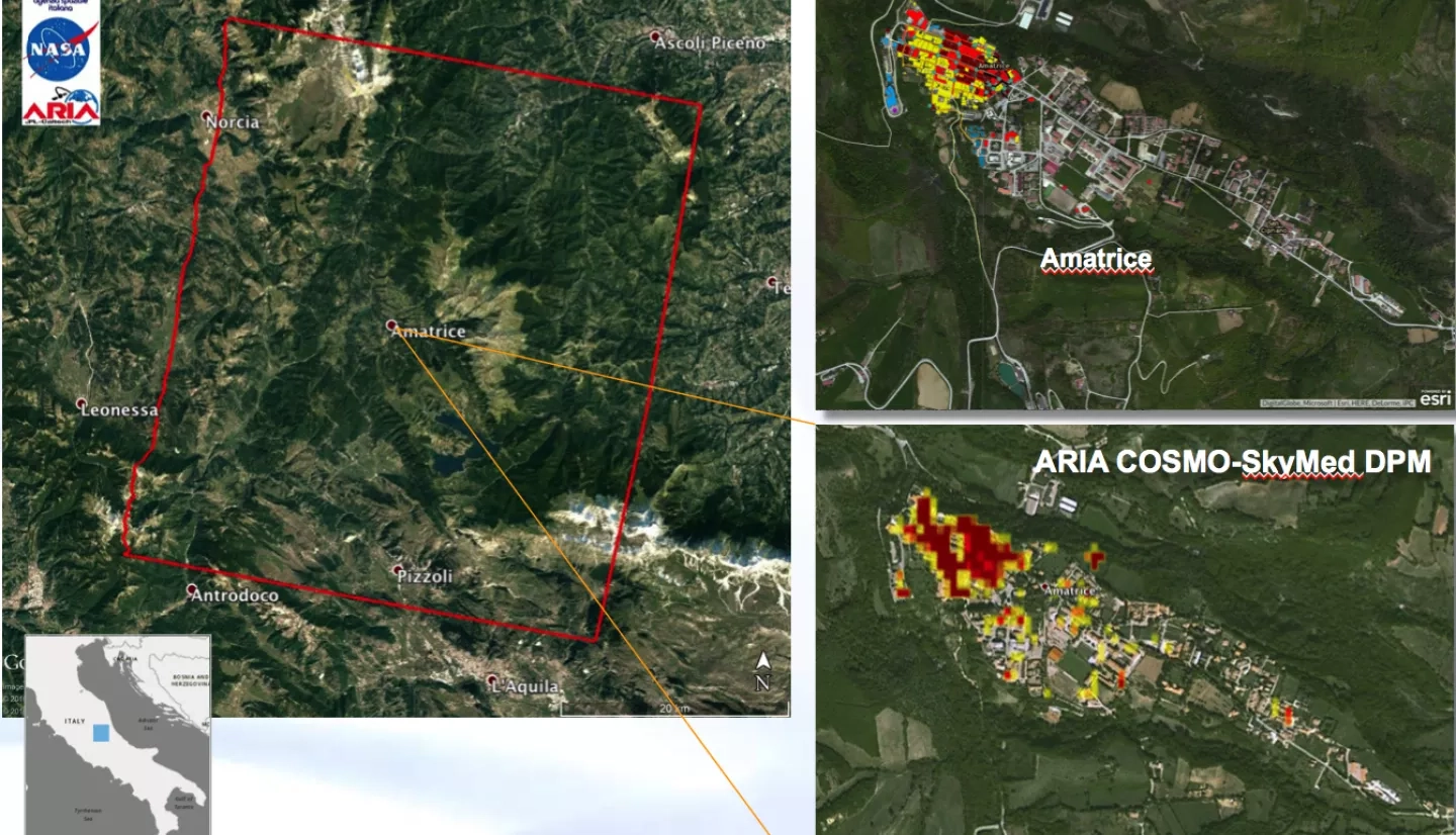 ARIA Damage Proxy Map from COSMO-SkyMed SAR DataShowing Change Between Aug 20 – Aug 28, 2016 