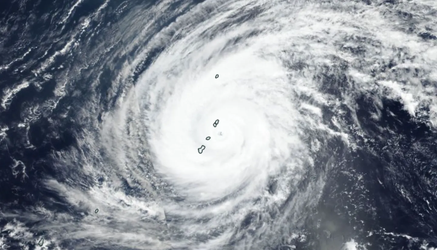 Satellite image of Typhoon Sinlaku.