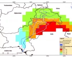 Mean trend of Total Water Storage anomalies from 2003–2010 over Indus Basin of Pakistan