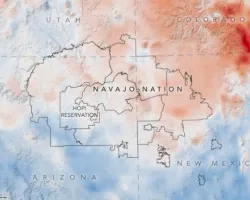 A map of the Navajo Nation showing precipitation data