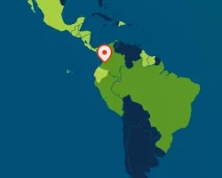 Map showing SERVIR Amazonia hub