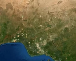 Satellite image of Nigerian coastline