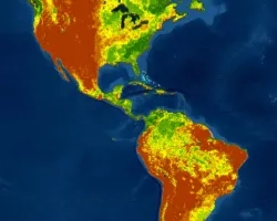 Map of soil moisture for the Americas