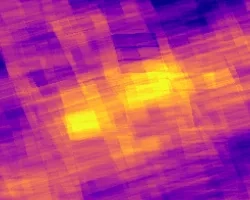 Oversampled nitrogen dioxide (NO2) atmospheric column data from select months (May – September) in 2019 derived from the OMI sensor aboard the NASA Aura satellite. The darker purple colors reflect lower concentrations of NO2 in our study region, but as the color scale moves towards brighter yellow it represents high concentrations of NO2. Assessing the NO2 gas distribution, in addition to other gases, can aid project partners in identifying hotspots of emissions.