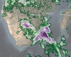 The above animation shows surface rainfall estimates from NASA’s IMERG satellite precipitation product for the two-week period of April 5 - 18, 2022, over the southern part of Africa and the surrounding ocean areas. The animation shows instantaneous rain rates (in blue and yellow) overlaid on rainfall accumulations (shown in green and purple) and infrared (IR) cloud top data. Learn more. Credits: NASA GPM