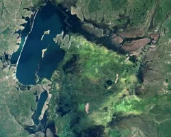 view from a satellite of wetlands in Zambia
