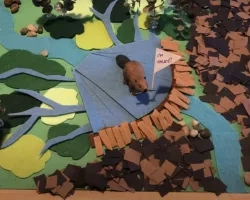 photo of felt beaver on a felt landscape