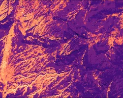 Annual max biomass calculated from 2021 daily Harmonized LandSat Sentinel-2 (HLS) dataset. Dark purple colors show low biomass while the bright orange show high biomass. Regions with high vegetation and tree canopy cover are shown in orange on the left of the image. High biomass values are of an interest to rangeland managers to help inform their grazing decisions based on which areas of the ranch produce the most biomass/vegetation.