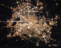 Photo from International Space Station of Houston at night