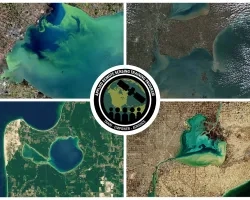 Collage of inland lakes taken from space with ARSET logo