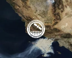 Image of fires in California as seen from space