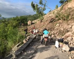 In 2021, a 7.2 magnitude earthquake struck Haiti, triggering a series of landslides across the country. Landslides can destroy infrastructure and impede the movement of people and life-saving aid. Credits: United Nations World Food Programme