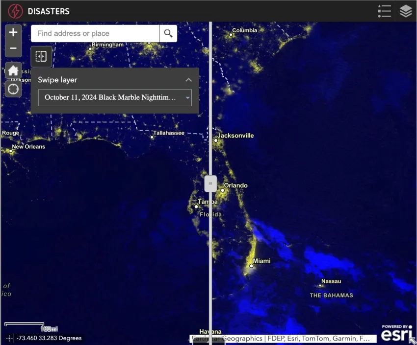Black Marble imagery from Hurricane Milton.