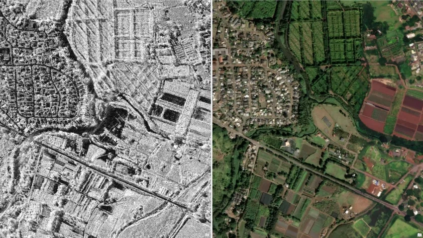 Umbra satellite imagery of Paomoho stream and surrounding farmland