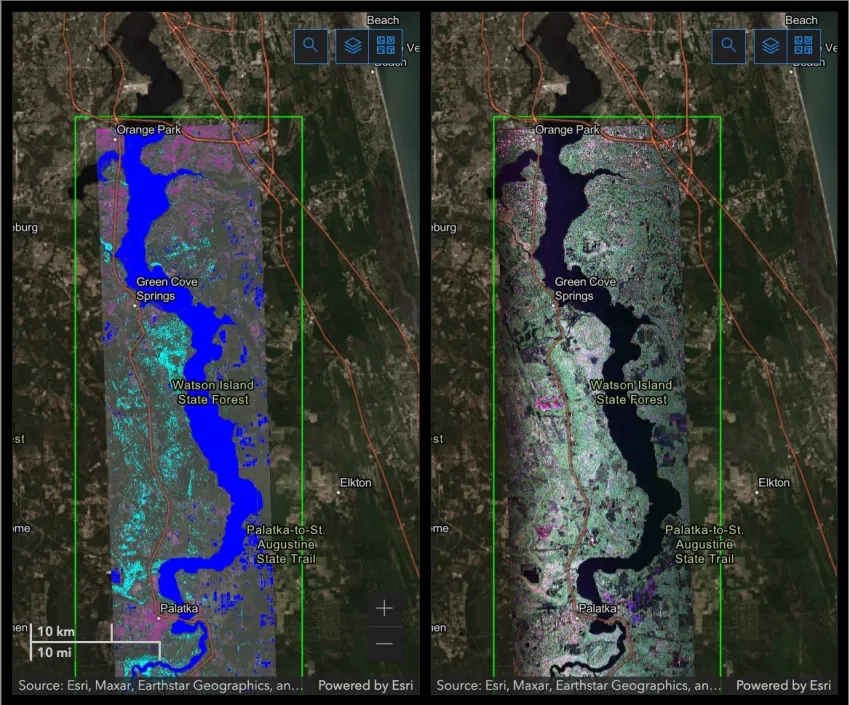 Map of UAVSAR imagery from Hurricane Milton.