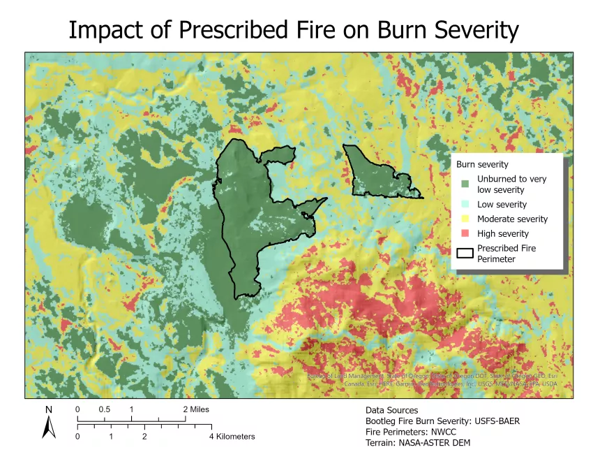 map showing fire extent